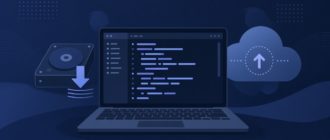Иллюстрация: редактор кода и облачный сервер